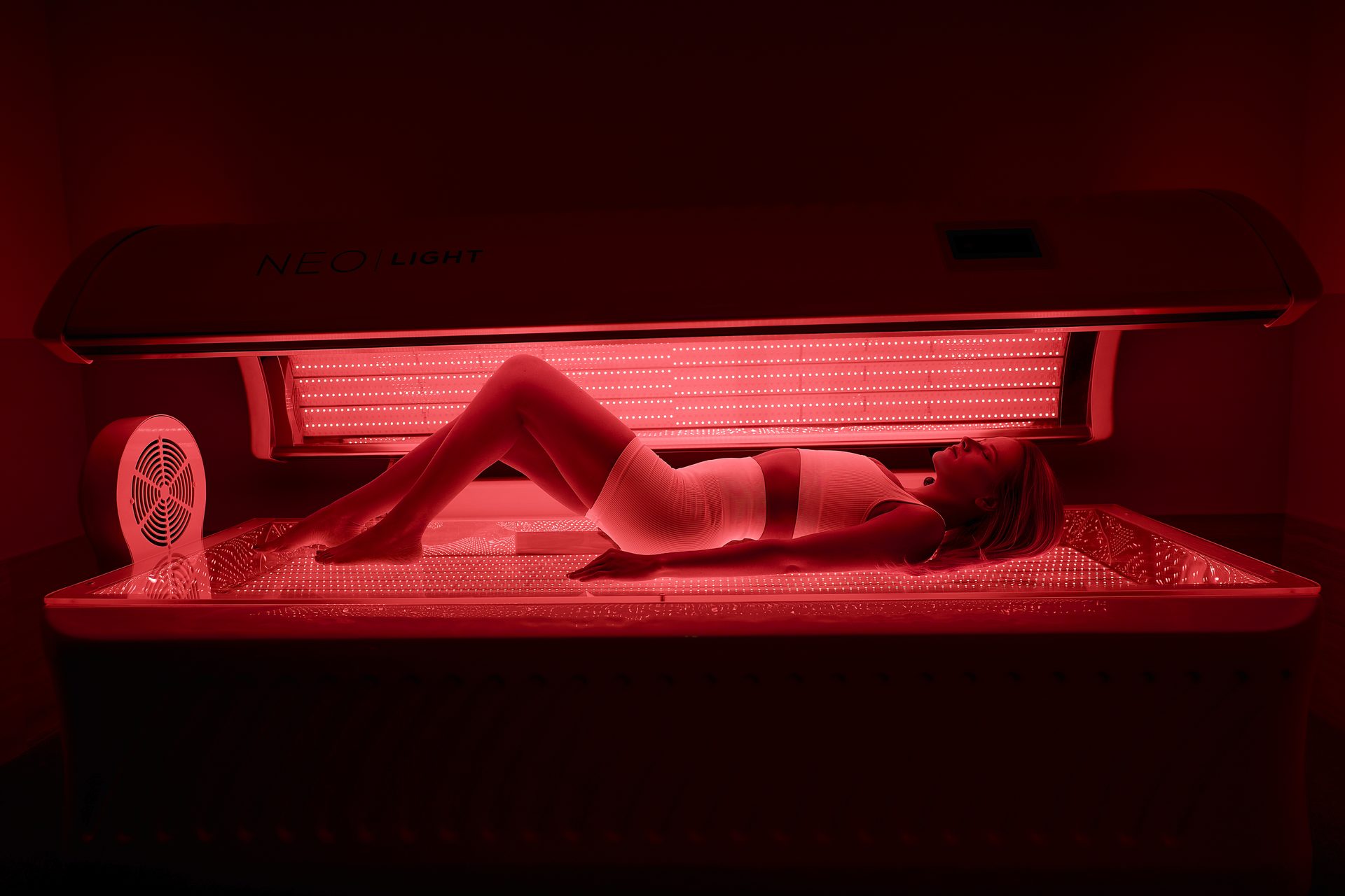 Neobed full-body light therapy bed in the VitalWave studio