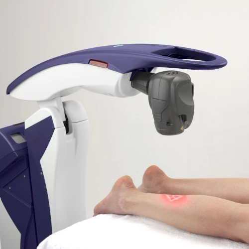 MLS M6 laser applied to a client's lower leg