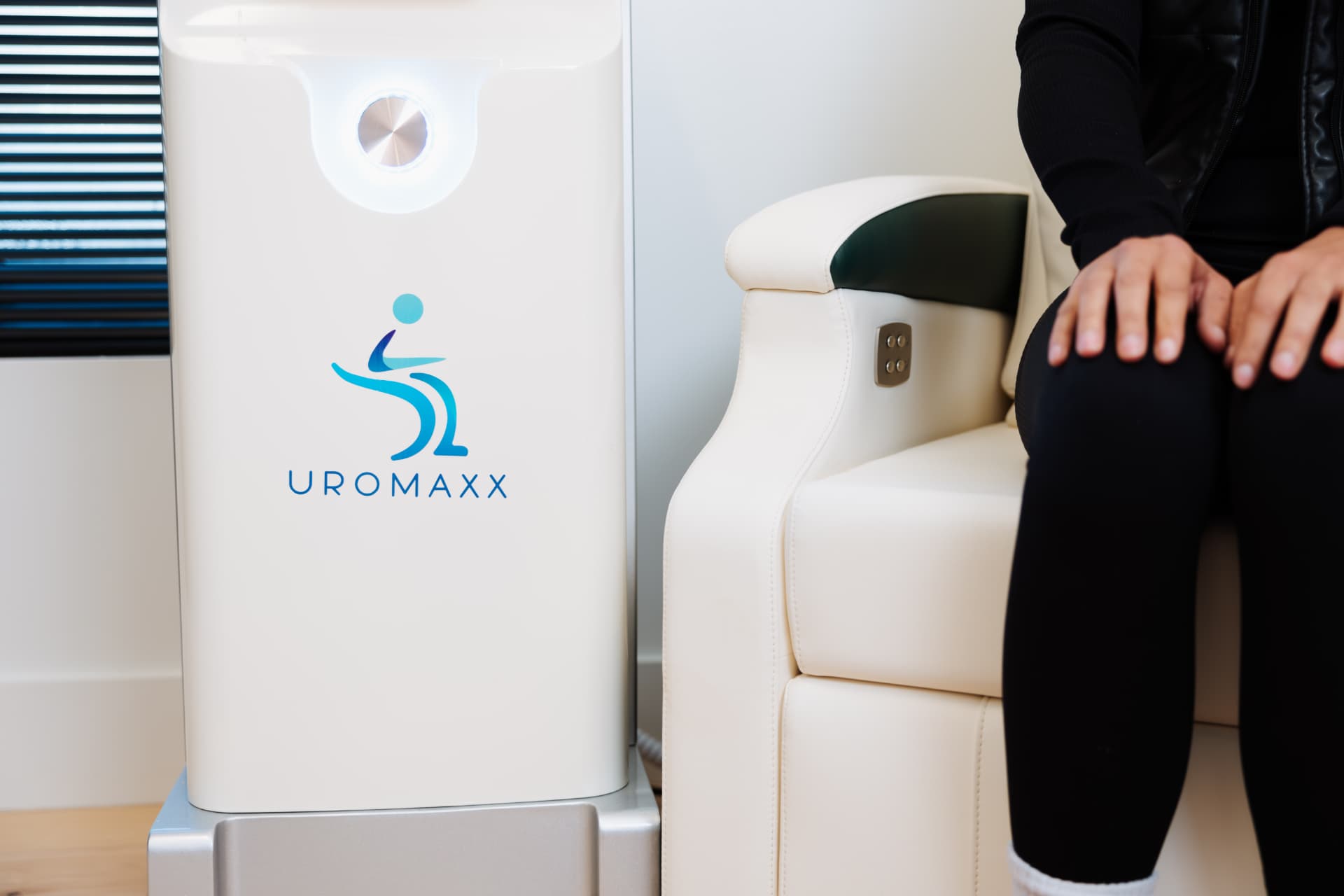 Bright, calm clinical treatment room used for pelvic floor therapy sessions
